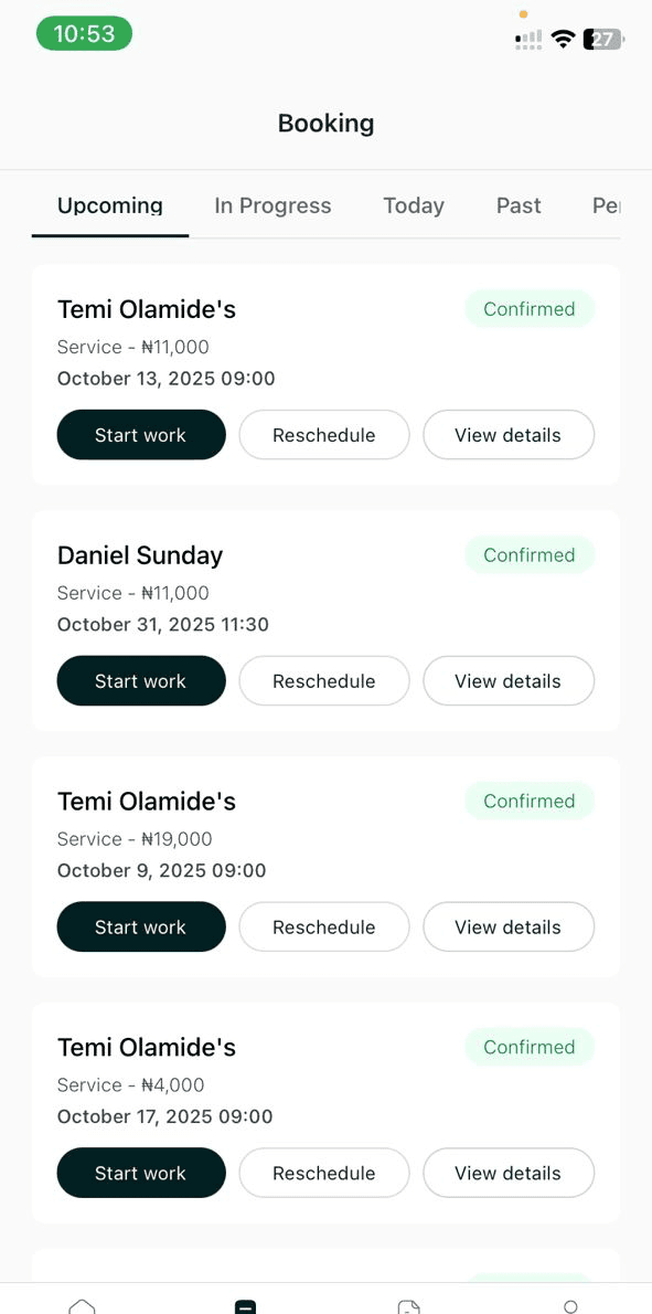 Customers book time slots